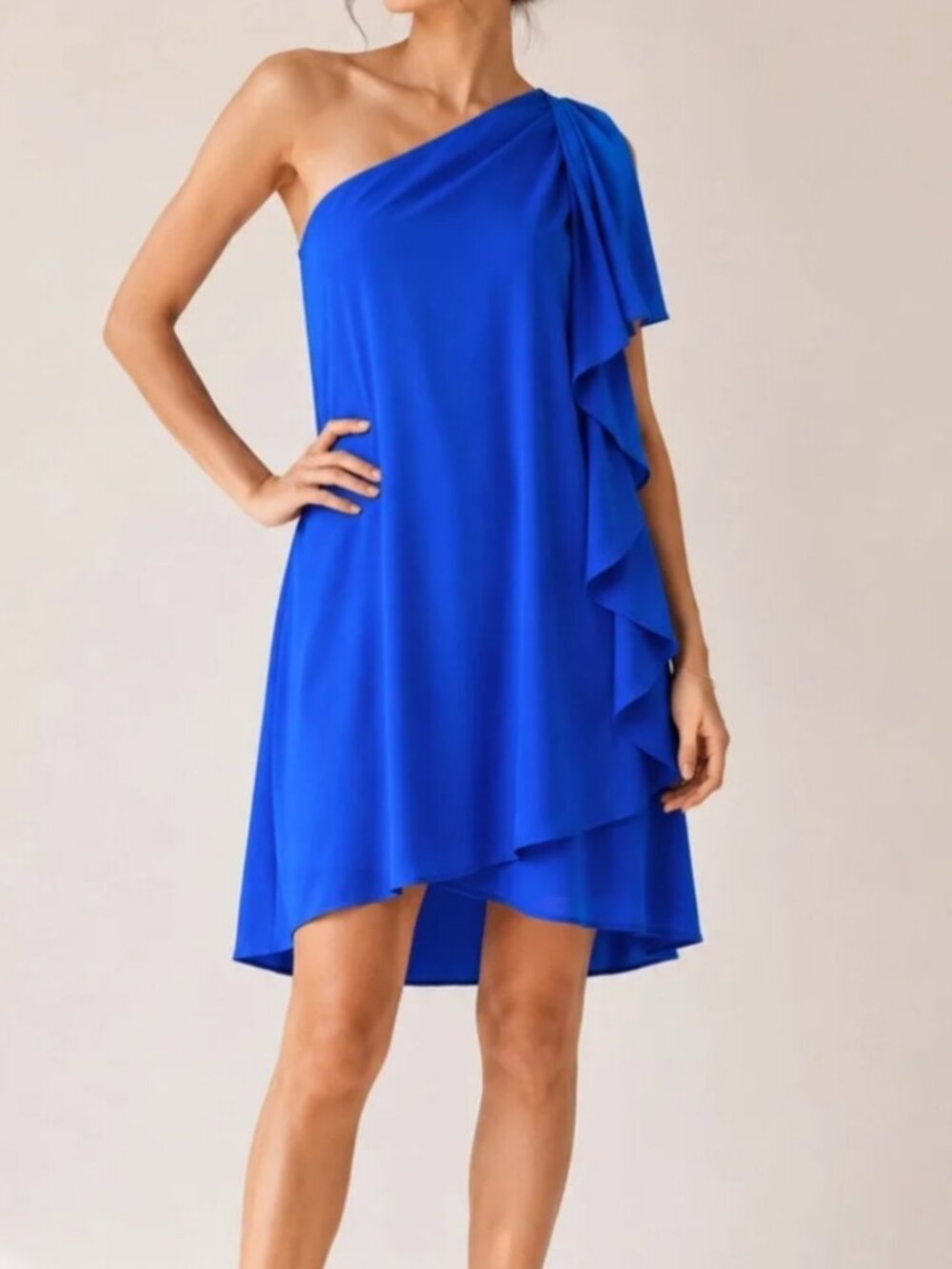 Royal blue one shoulder party dress